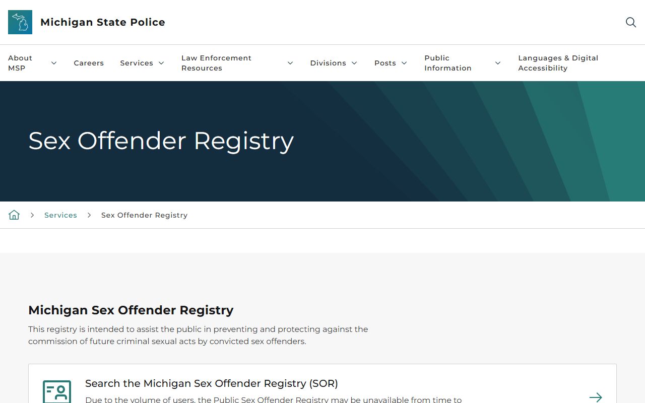 St. Clair County arrest records and the Michigan State Police sex offender registration page