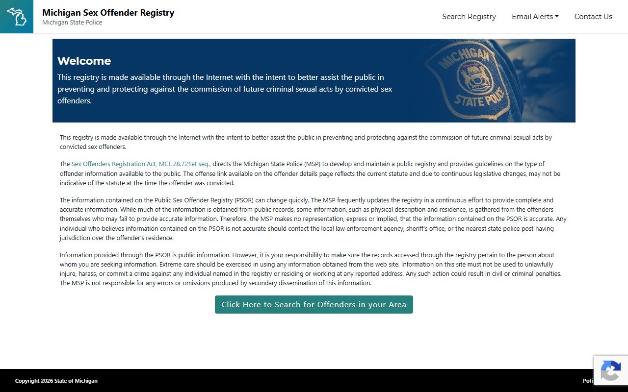 St. Clair County court charges and the Michigan Public Sex Offender Registry search