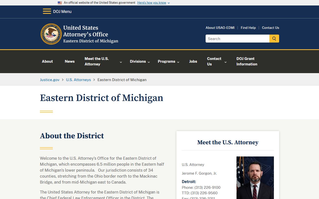 St. Clair County criminal court records compared with the U.S. Attorney's Office for the Eastern District of Michigan