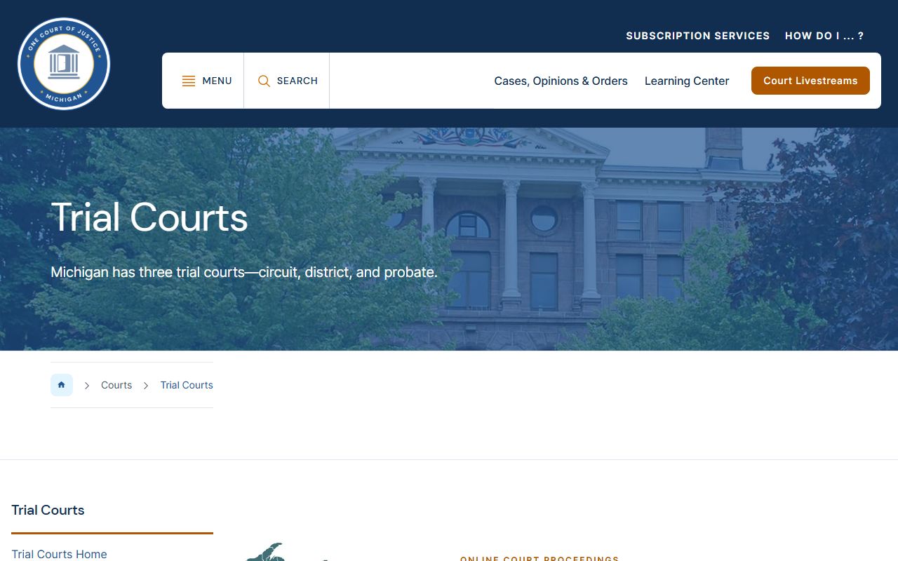 St. Clair County probate records and the Michigan trial court structure showing circuit, district, and probate courts