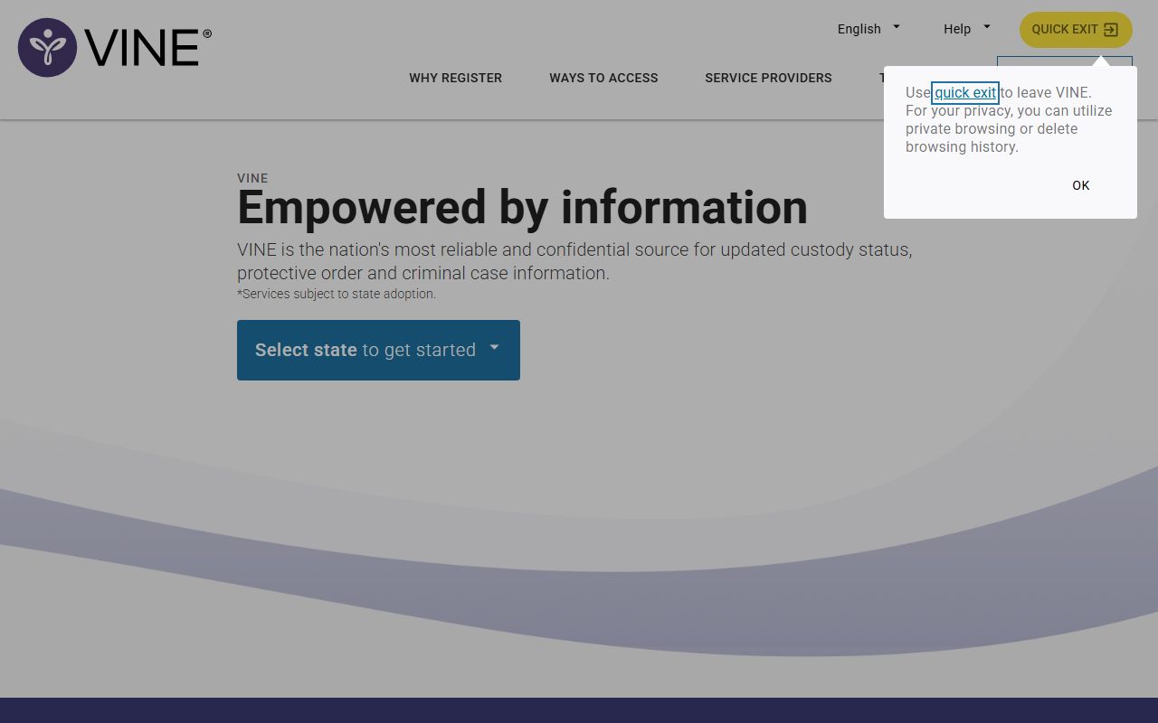 VINELink custody notification system, separate from St. Clair County warrant records